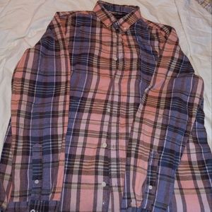 Men's Plaid Flannel Shirt, Size L, 100% Cotton, Arm 26 in., Shoulder 19 in